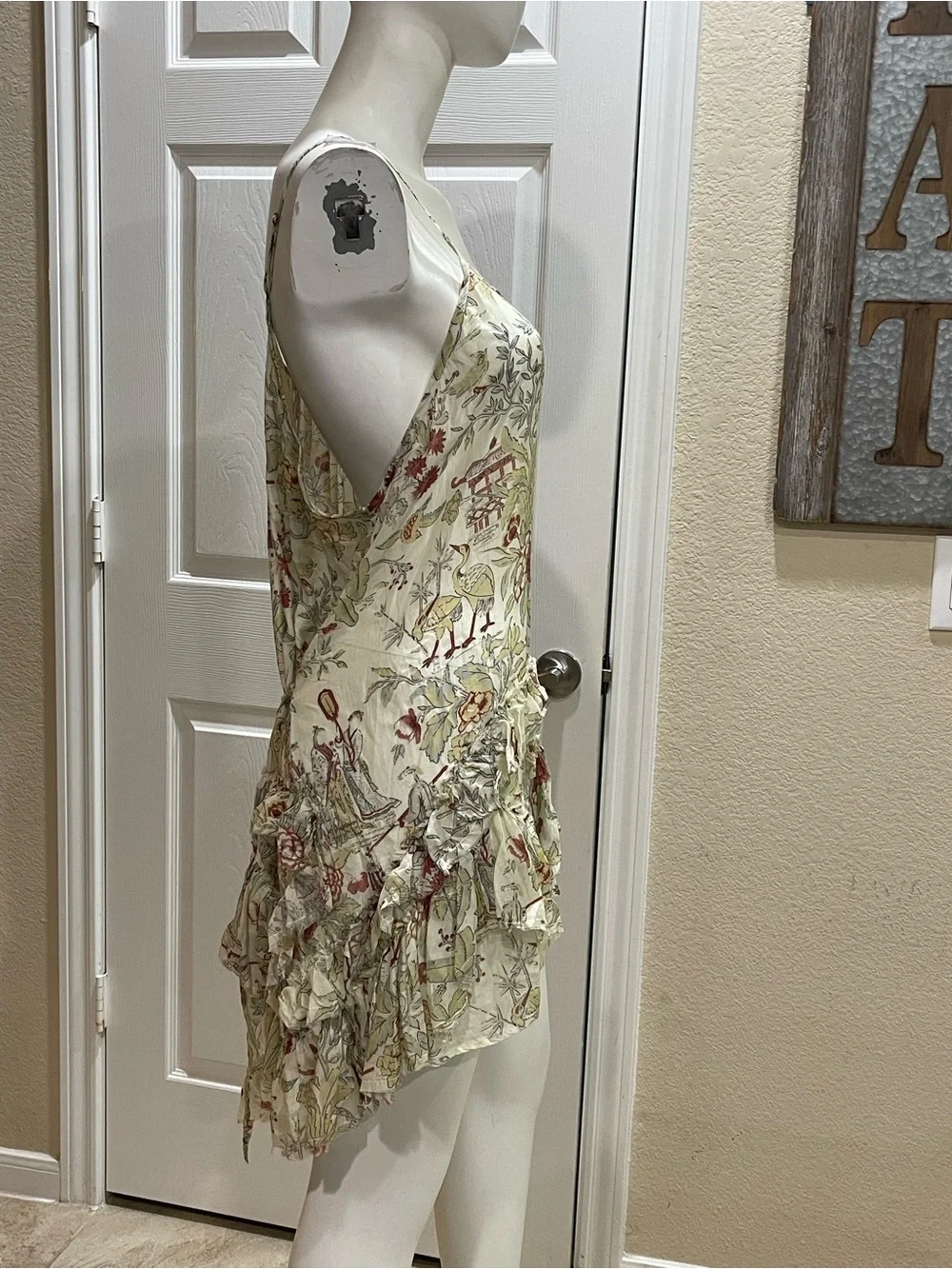 Krista Larson Lagenlook Charming/Asian Toile Slip Cami / Tunic Dress - One Size - Picture 3 of 11